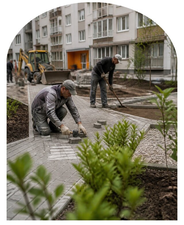 Благоустройство двора многоквартирного дома в Назрани